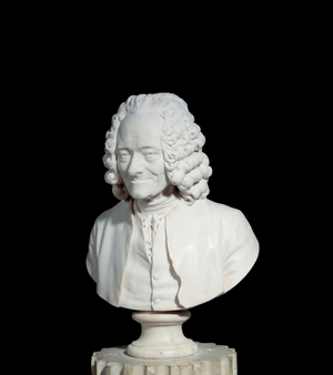 Bust of Francois Marie Arouet de Voltaire dit Voltaire (1694-1778) Marble sculpture, 1778 (marble)