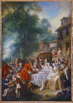 Hunting lunch, 18th century (oil on canvas)