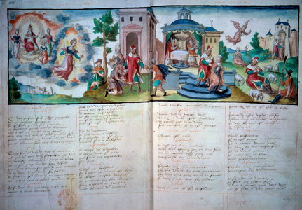Religious Theatre: 'Passion and Resurrection' played in Valenciennes in 1547 (miniature)