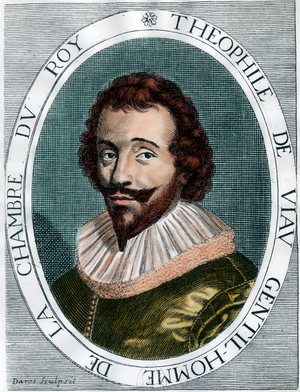 Portrait of Theophile De Viau (1590-1626) poet francais, 17th century (engraving)