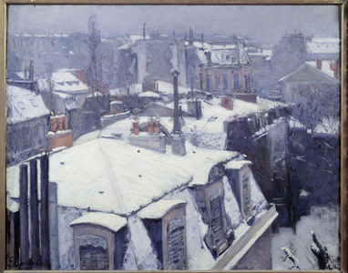Vue des roofs (effet de neige) a Paris, 1878 (oil on canvas)
