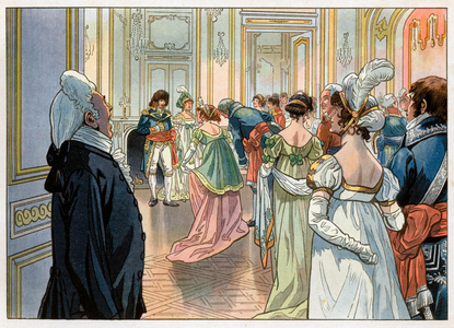 Joachim & Caroline Murat hosted a party in Paris' Place Vendome, 1910 (Engraving)