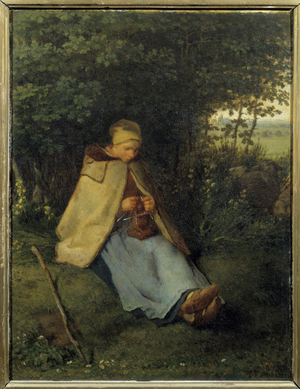 The knitter, 1858 (oil on canvas)