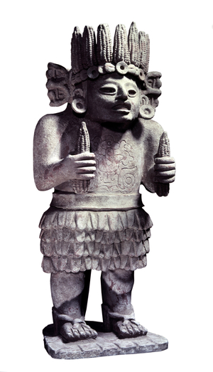 Precolombian civilization: Mayan statue representing the god of maids (stone)