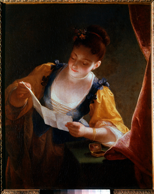 Young Woman Reading a Letter, 18th century (oil on canvas)