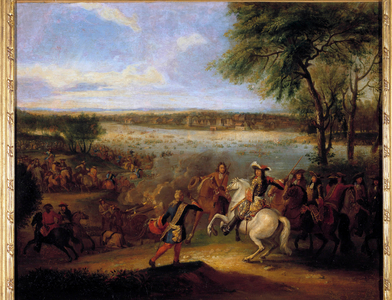The Passage of the Rhine by Louis XIV (1638-1715) before Tolhuis 12/07/1672 (oil on canvas)
