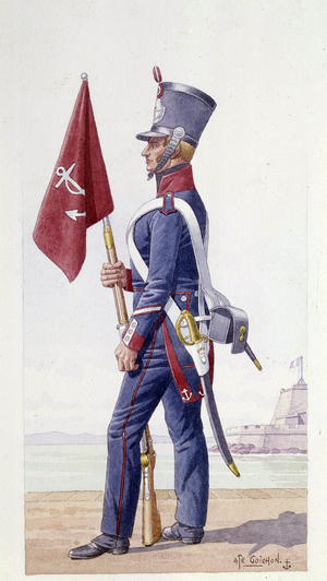 French guide sergeant military uniform (engraving)