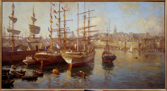 Orange balacelles. (View of the port of Marseille), 1889 (oil on canvas)