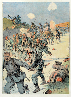 Retreat of the German Armees at the Battle of the Marne, in "Notre Joffre", 1919, 1919 (illustration)