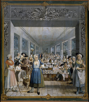 Wetter Brothers Indian Fabric Factory: Workers' Workshop, 1764 (oil on canvas)