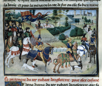 Richard I sails in June 1191 for the Third Crusade to the Holy Land, 15th century (miniature)