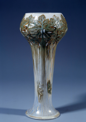 Art francais: Vase de montfort adorns with relief foliage, 1908. Hard porcelain new, 1908 (porcelain)