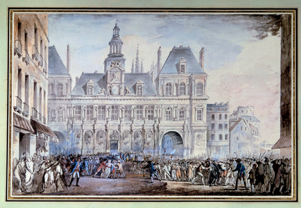View of the Place de Greve on 14 July 1789, 1789 (w/c)