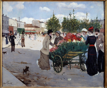 Florist On Boulevard Rochechouart In Paris (Madeleine Marche), 19th century (oil on canvas)