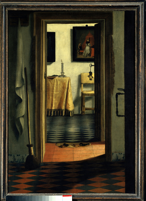 The slippers An interior of house in Holland, 17th century (painting)