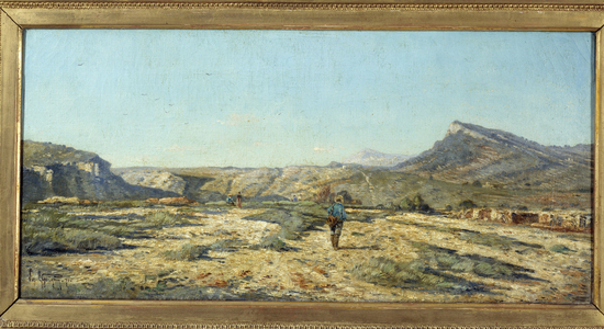 The Hills Of Allauch A Walker In A Landscape Of Provence, 1862 (oil on canvas)