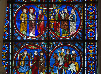 Cathedral of Chartres: detail of the life of Saint Simon and Saint Jude, 13th century (stained glass)
