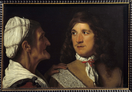 Le jeune homme et l'entremeteuse, 17th century (oil on canvas)