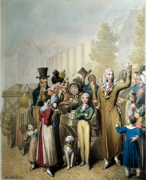 Boulevard de la Madeleine, the charlatan Lithography, 1831 (litho)