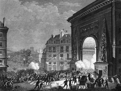 French Revolution: Alert in Paris guard by the people on the night of 14 to 15 July 1789 (engraving)