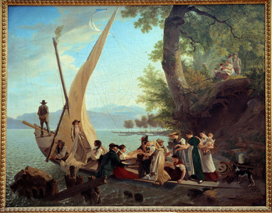 Boarding the wedding party wedding on a sailboat, 1814 (oil on canvas)