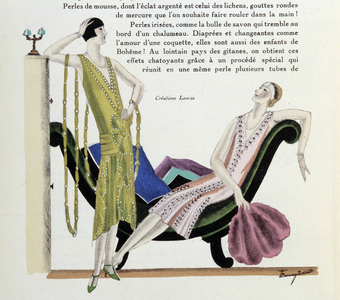 Annees folles: "two young women dresses in lanvin dresses" in "La gazette du bon ton" 1925 (impression)