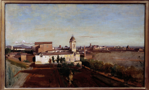 La Trinite des Monts view from Villa Medicis View of the church of Trinita dei Monti in Rome, 19th century (oil on canvas)