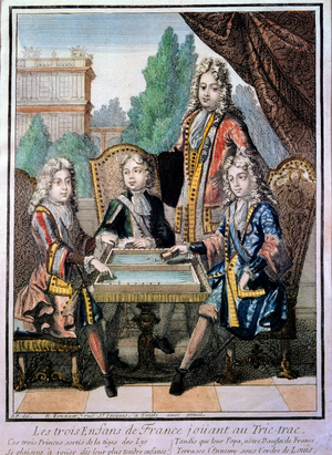 The grandchildren of Louis XIV, 17th century (engraving)