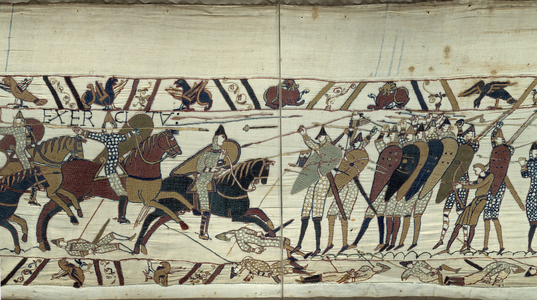 Conquest of England by William the Conquerant, detail of Bayeux Tapestry, 1077 (tapestry)