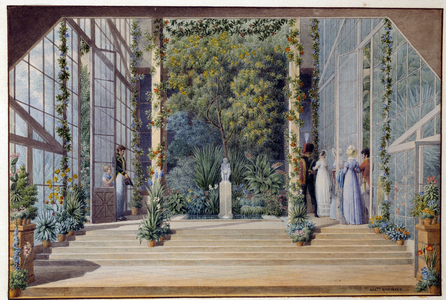 A visit to the warm greenhouse of the castle of Malmaison Aquarelle, 1823 (photo)