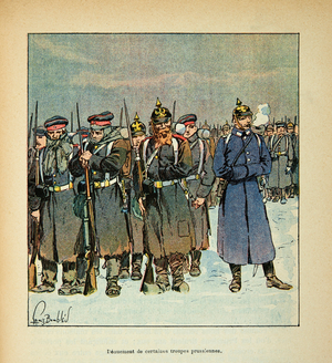 The Armee of the Loire, Denuation of some Prussian troops in 1870 (engraving)