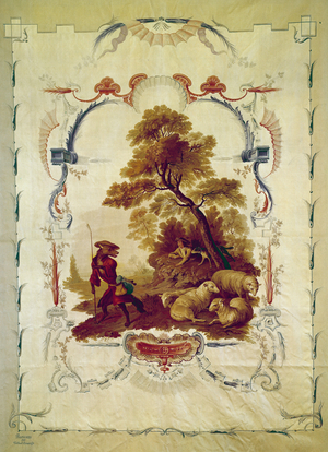 The wolf became shepherd Illustration for the fable by Jean de La Fontaine, 18th century (tapestry)