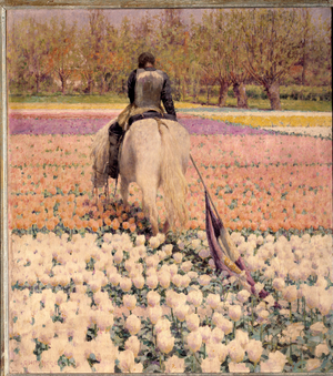 Defeated A shot rider crosses a tulip field after defeat, 1898 (oil on canvas)