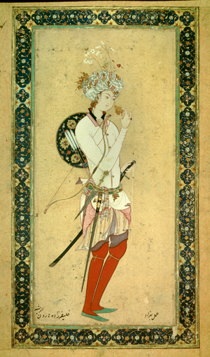 Portrait of Haroun al-Rashid or ar Rashid or el Rashid or el Raschid or al Raschid, Abassid Caliph. Persian, 16th century (miniature)