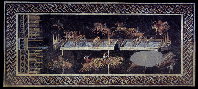 Art Gallo Romain: Tank race with terminals (mosaic)