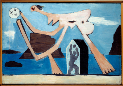 Ball players on the beach, 1928 (oil on canvas)