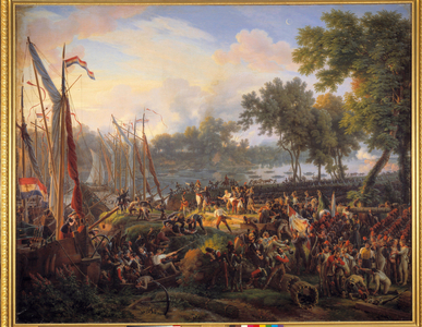First passage of the Rhine by the French army commanded by Jourdan and Kleber, at Dusseldorf in the Duche of Berg, September 6, 1795 (oil on canvas)