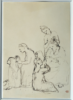 Saltimbanks, women hairdressing, 1905 (drawing)