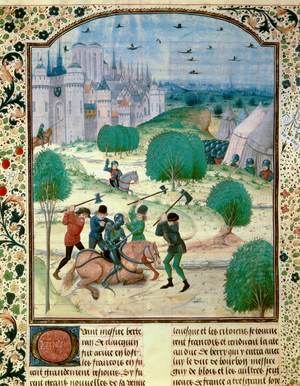 Peasants murder a knight, Miniature of Jean de Wavrin in "Chronicles", 15th century (miniature)