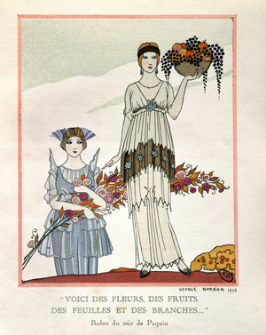 Parisian fashion: Women in evening dresses ", 1913 (drawing)