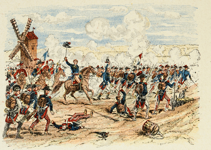 Illustration from the book "The heros of the century", anecdotal recits, 1891: Battle of Valmy on September 20, 1891 (engraving)