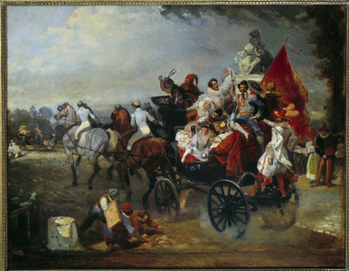 Carnival Scene In Paris, Place De La Concorde In 1834, 1834 (oil on wood)