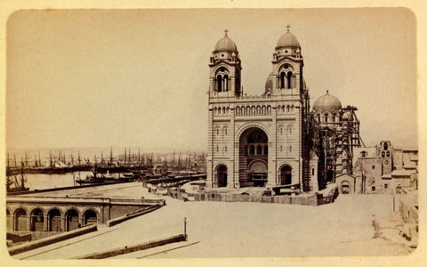 The city of Marseille and its surroundings around 1885 -1890: the cathedrale under construction, 1885 (photo)