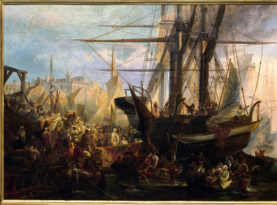 Embarkment of Abd El Kader (Abd El-Kader, Algerian politician and philosopher, 1808-1883) to Bordeaux in 1850 (oil on canvas)