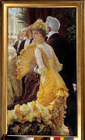 Yellow dress: elegant couple during a social evening, 1878 (oil on canvas)