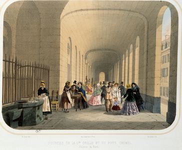 Thermalism: View of the grid, Chomel well & gallery of the north (19th c. lithograph), 19th century (lithograph)