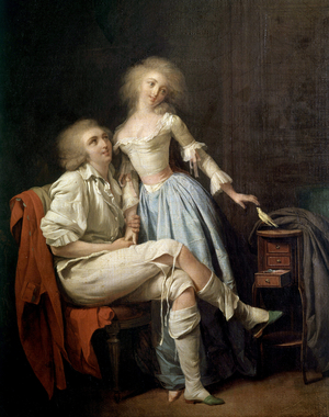 The private bird also says the couple and the bird flies, 19th century (oil on canvas)