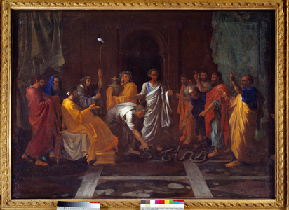 Moses Changing Aaron's Rod Into A Snake, 17th century (oil on canvas)