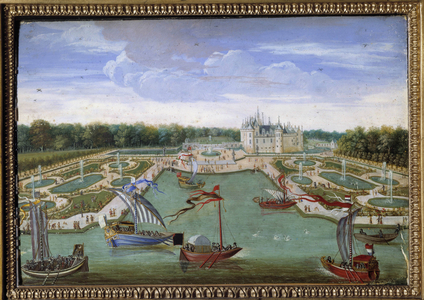 View of the Chateau de Chantilly and the beds taken from the Vertugadin, c.1680 (oil on canvas)