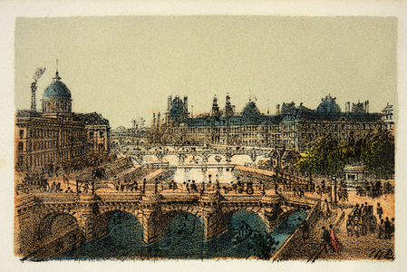 Paris 1874: Le Pont Neuf, 1874 (lithograph)